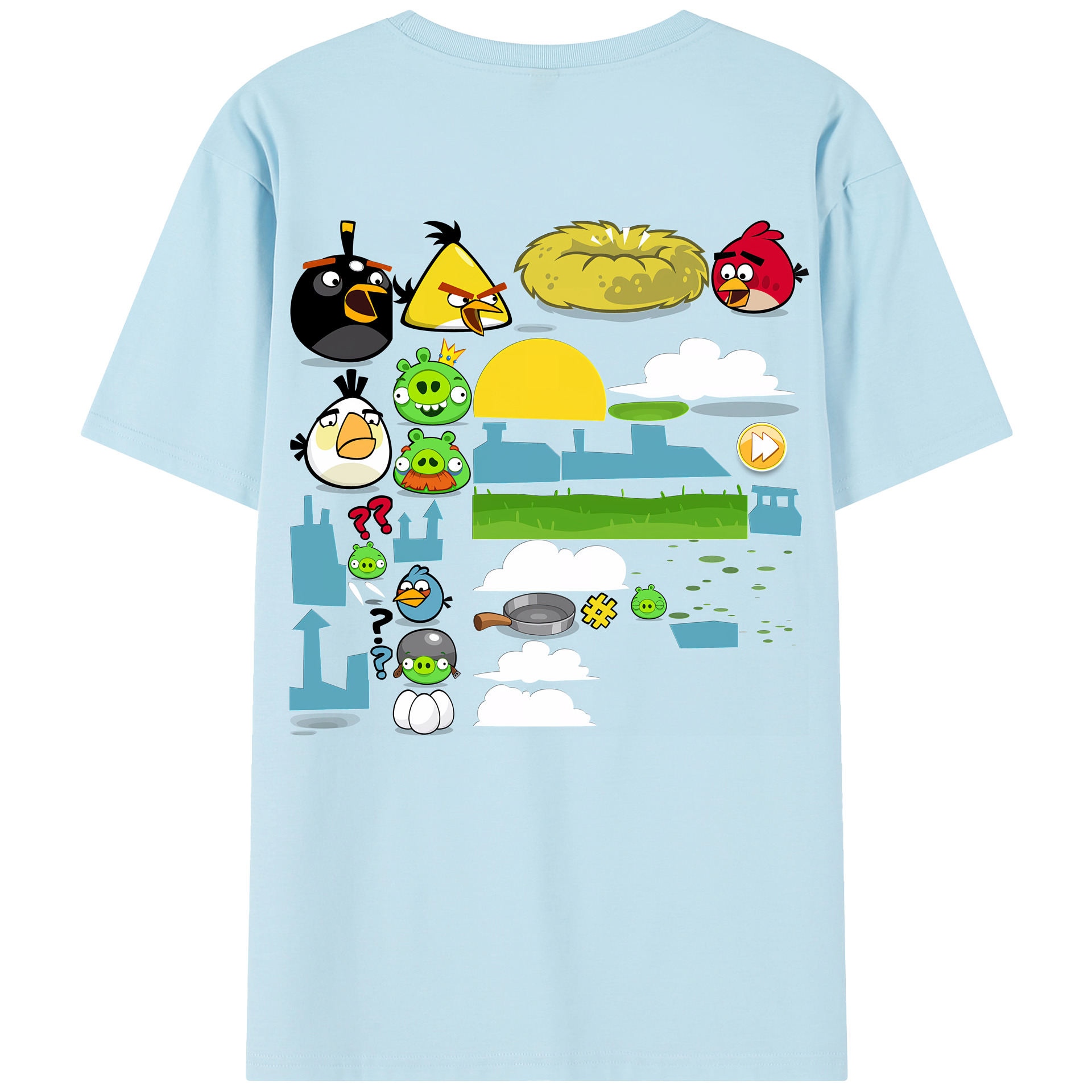 （画像用） Angry Birds アングリーバード 綿100％半袖Tシャツ（背面プリント）